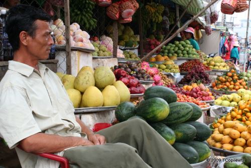 Hustle and bustle of the local town market